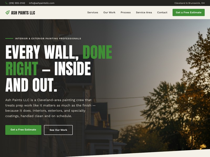 Ash Paints LLC homepage — Every Wall, Done Right