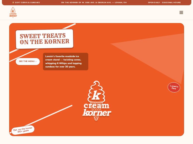K Cream Korner ice cream stand site — Sweet Treats on the Korner