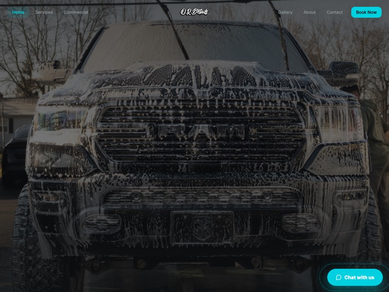 O.R. Details mobile detailing site — lifted truck covered in wash foam